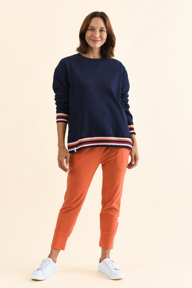 Lili Navy Fleece Trim Sweatshirt,Full Body,Brunette model,alt text|model:Cara image 8