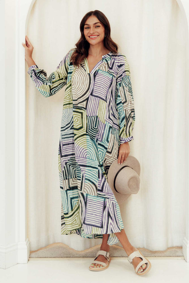 Liliana Green Ripple Cotton Kaftan