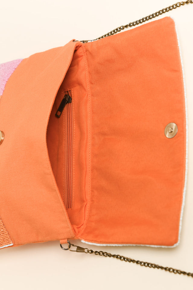 Lilibet Blue Stripe Beaded Clutch image 3