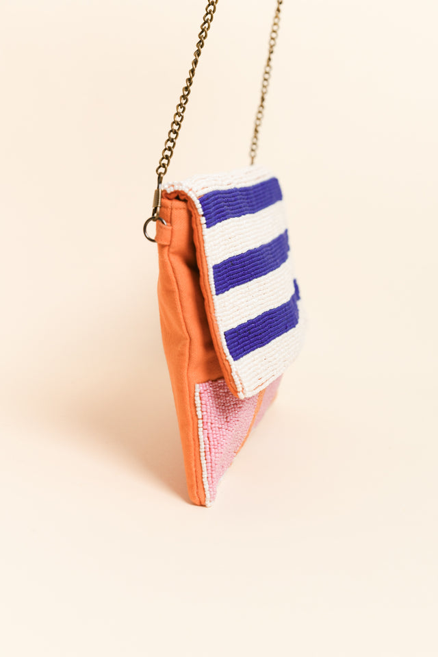 Lilibet Blue Stripe Beaded Clutch image 2