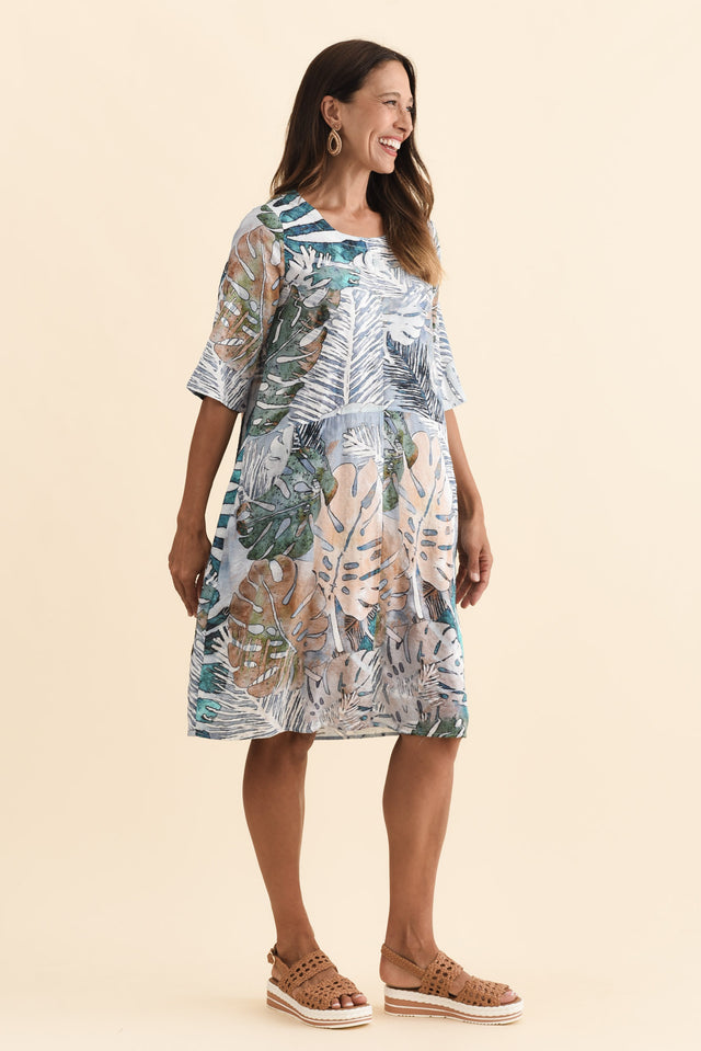 Lilibet Green Leaf Cotton Pocket Dress,Brunette model,alt text|model:Cara image 4