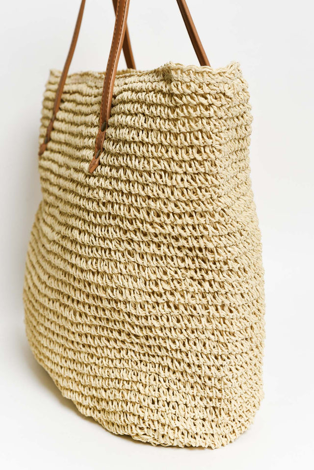 Lillie Beige Woven Tote Bag