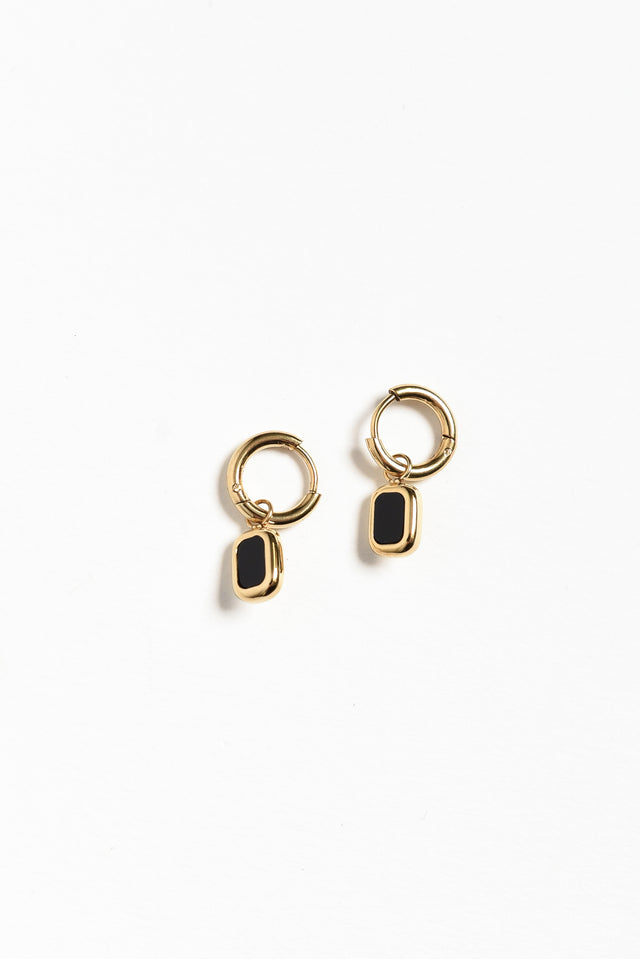Lilou Black Gold Plated Huggie Earrings image 1
