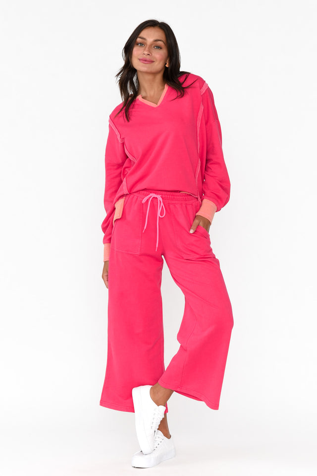 Mariam Hot Pink Relaxed Track Pants image 5