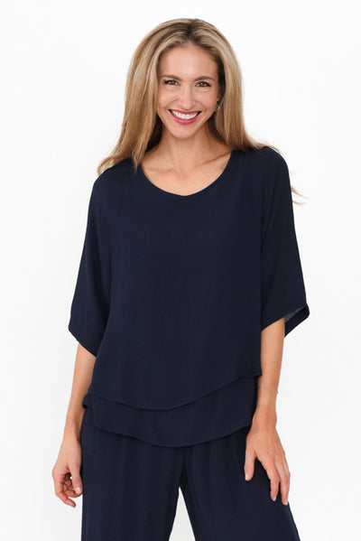 Liora Navy Layered Top