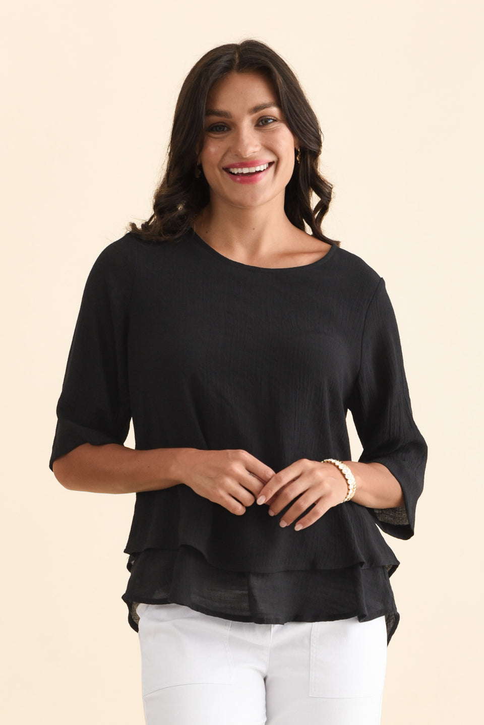 Liora Black Layered Top - Blue Bungalow AU