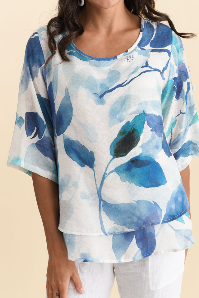 Liora Blue Bloom Layered Top,Brunette model,alt text|model:Brontie image 6