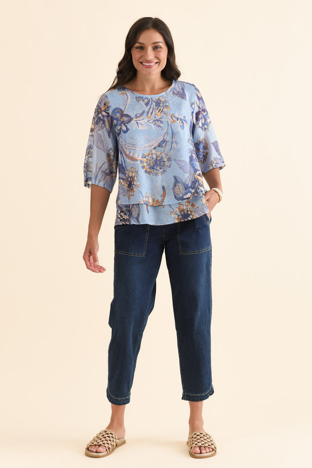 Liora Blue Meadow Layered Top,Full Body,Brunette model,alt text|model:Brontie image 6