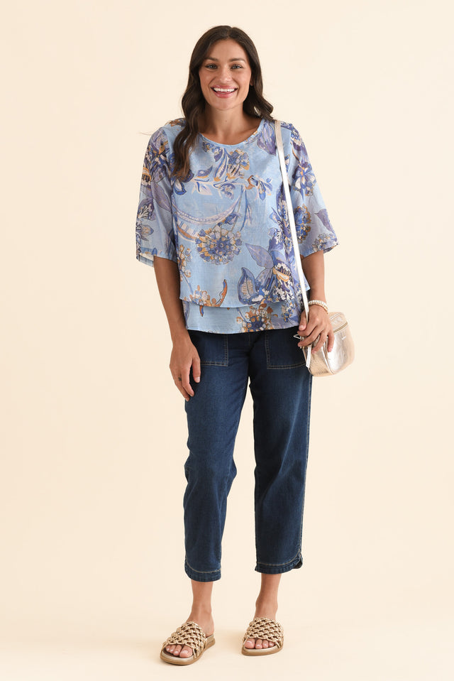 Liora Blue Meadow Layered Top,Full Body,Brunette model,alt text|model:Brontie image 2