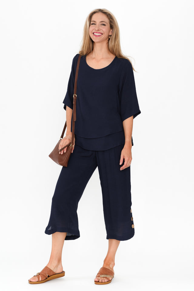 Lettie Navy Button Pants