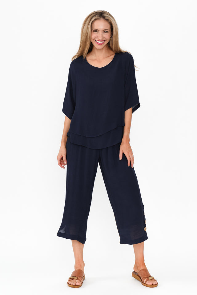 Lettie Navy Button Pants image 8