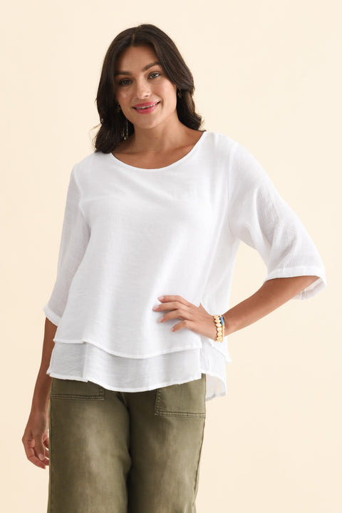 Liora White Layered Top - Blue Bungalow AU