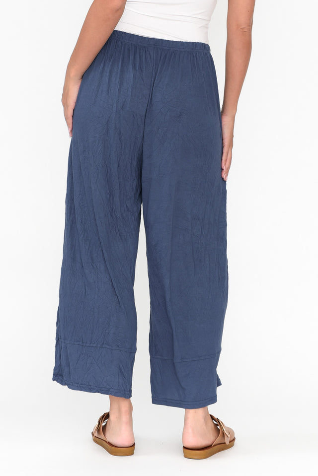 Lira Blue Crinkle Cotton Wide Leg Pants image 4