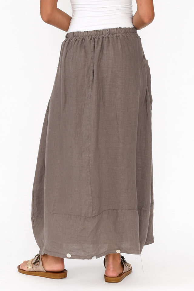 Lisette Taupe Linen Pocket Skirt