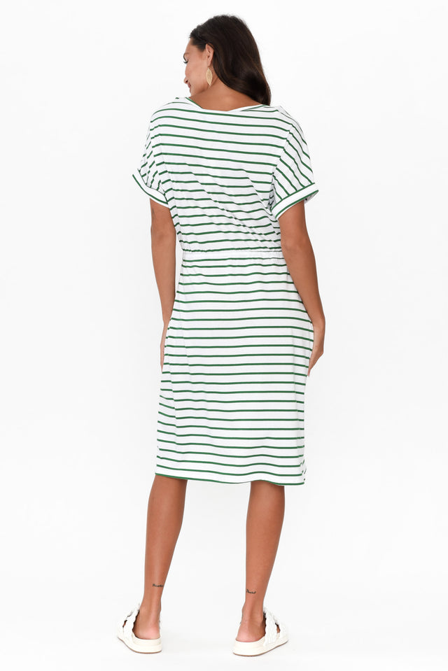 Liza Green Stripe Cotton T-Shirt Dress image 6