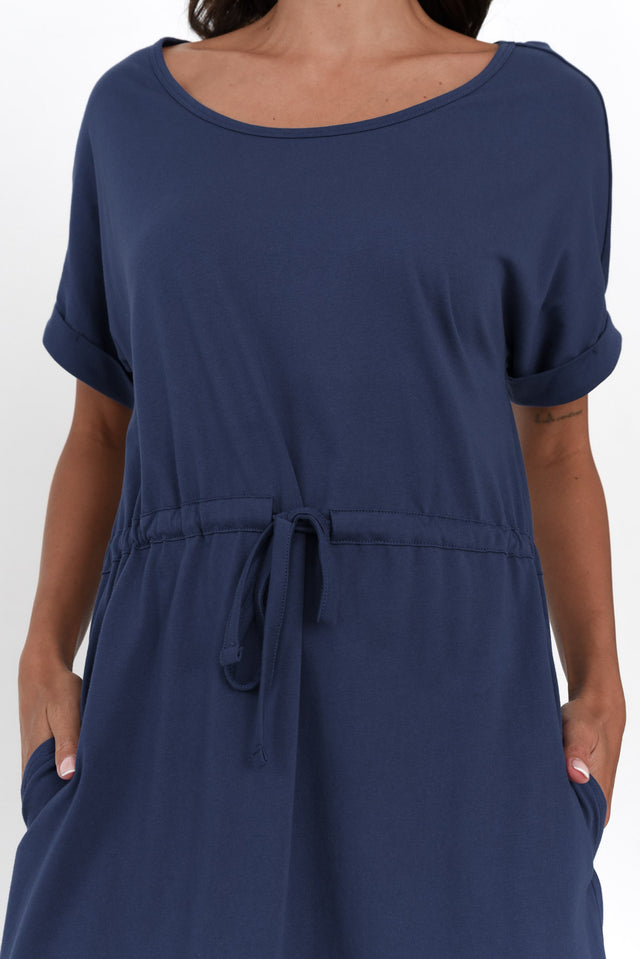 Liza Navy Cotton T-Shirt Dress image 6