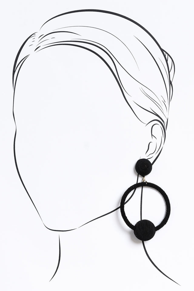 Lolita Black Woven Circle Drop Earrings image 2
