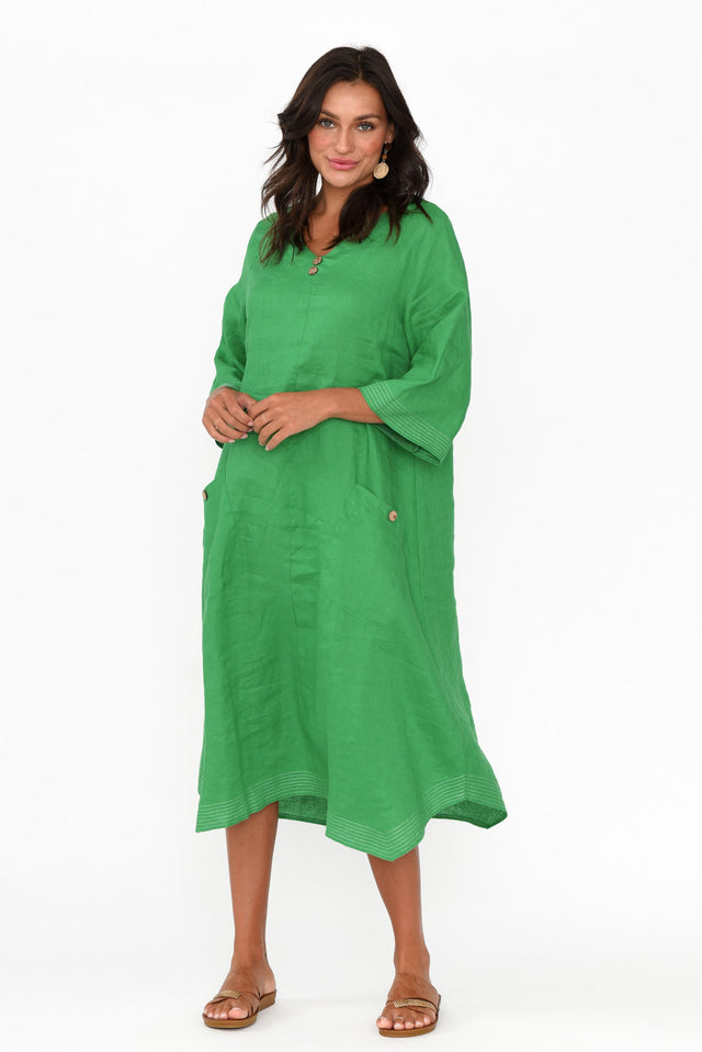 Lolita Green Linen Pocket Dress image 2