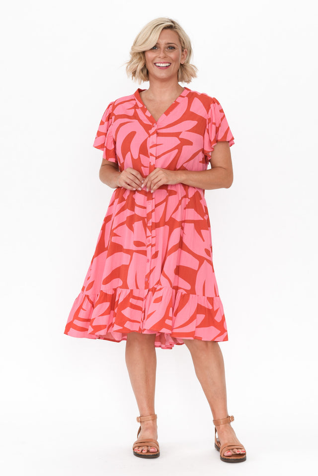 Lomani Pink Leaf Shirt Dress image 7