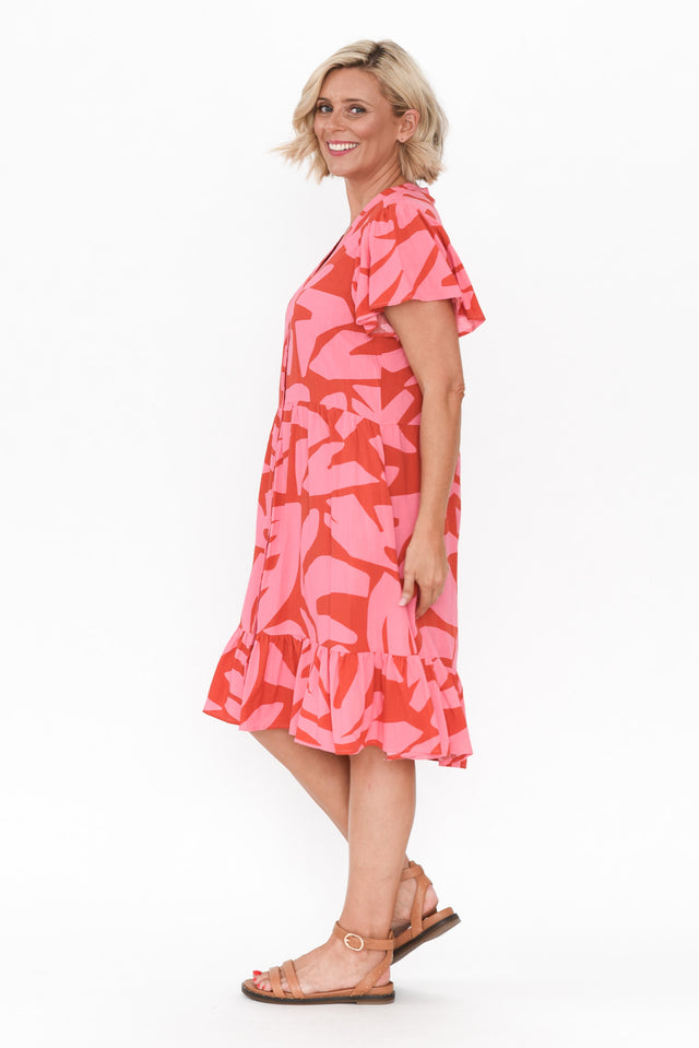Lomani Pink Leaf Shirt Dress