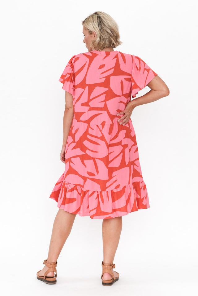 Lomani Pink Leaf Shirt Dress