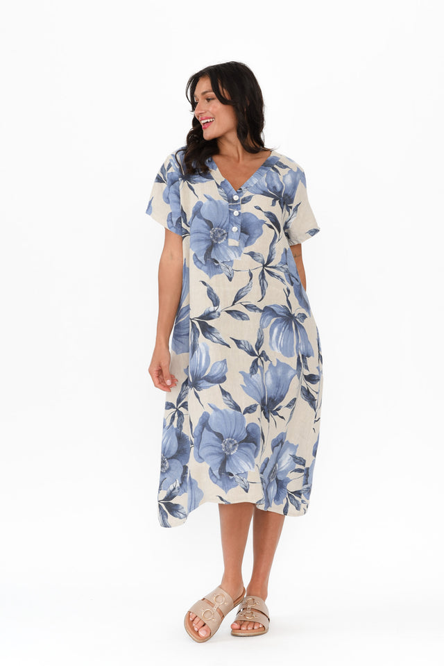 Louisiana Taupe Floral Button Dress,Brunette model,alt text|model:Brontie image 7