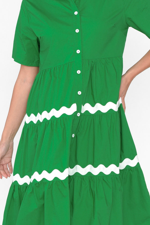 Lourdes Green Cotton Shirt Dress image 3