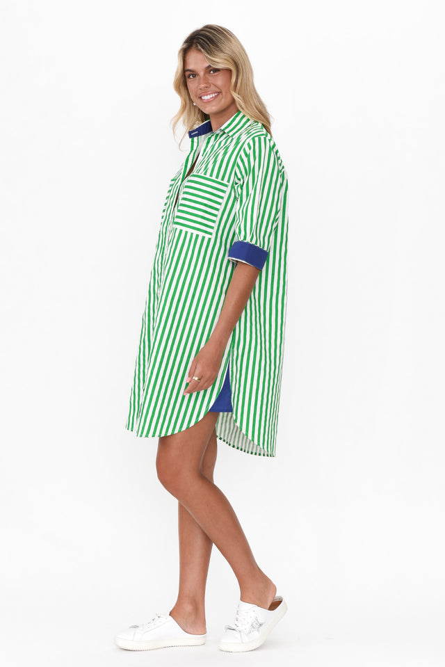 Luana Green Stripe Shirt Dress
