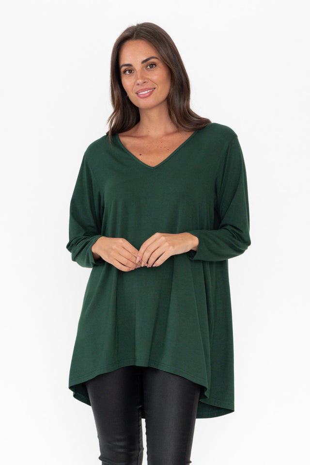 Kelly Green Ribbed Long Sleeve Top for Tall Women - Amalli Talli