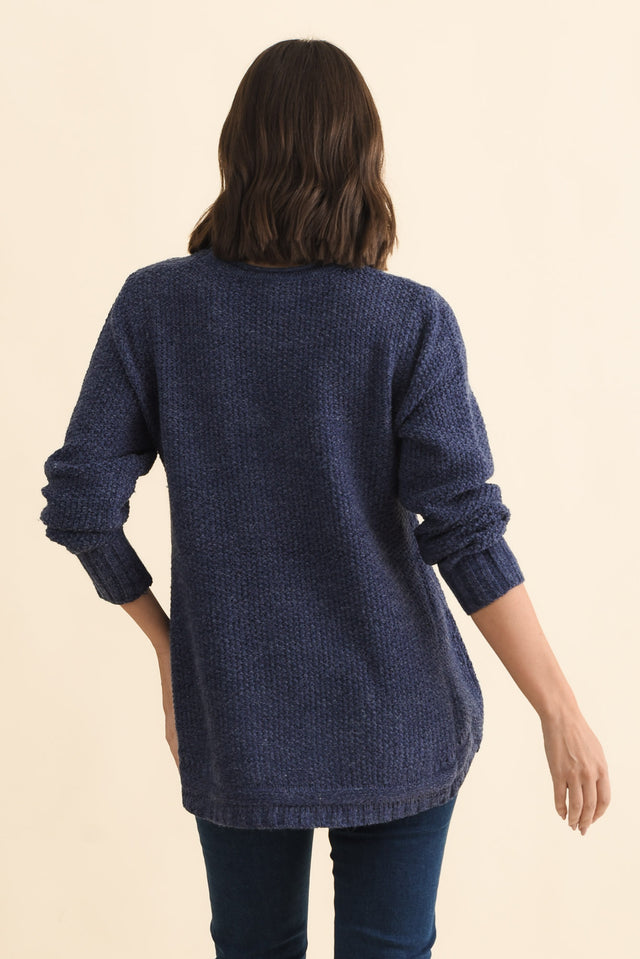 Lucas Navy Knit Button Jumper,Brunette model,alt text|model:MJ image 5