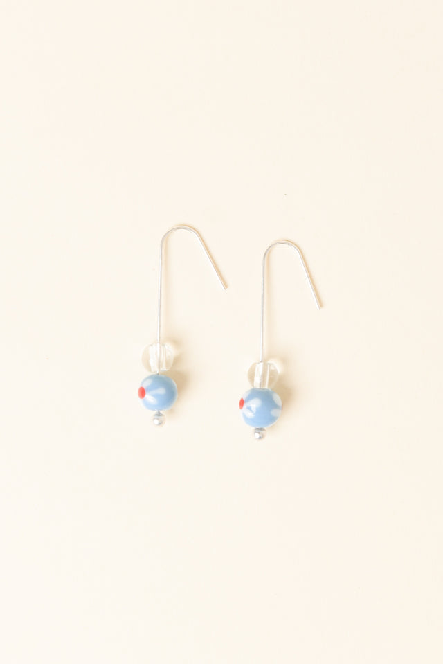 Lucky Blue Flower Hook Earrings