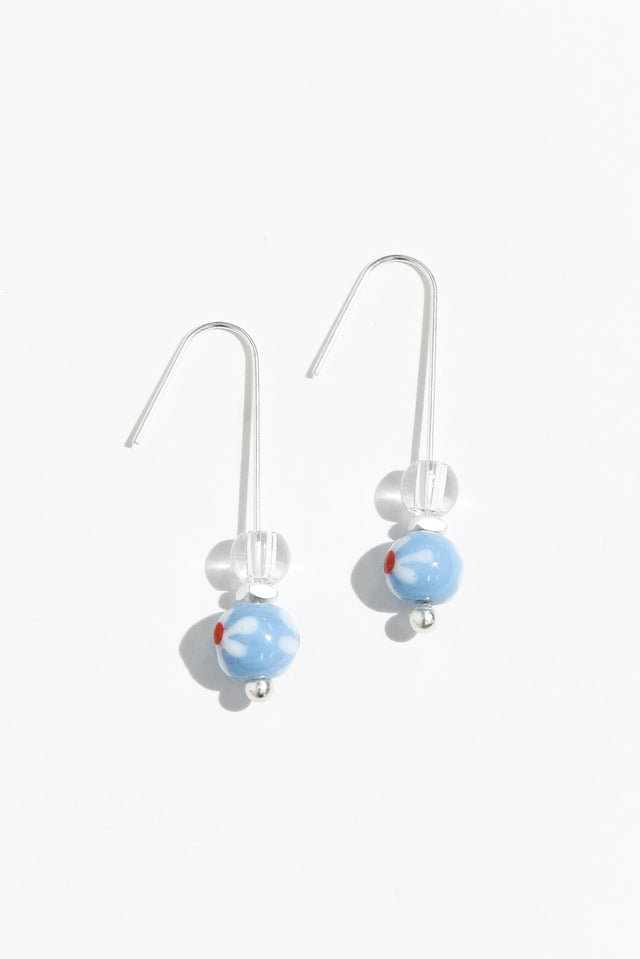 Lucky Blue Flower Hook Earrings image 1