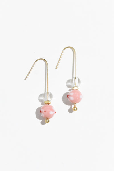 Lucky Pink Flower Hook Earrings