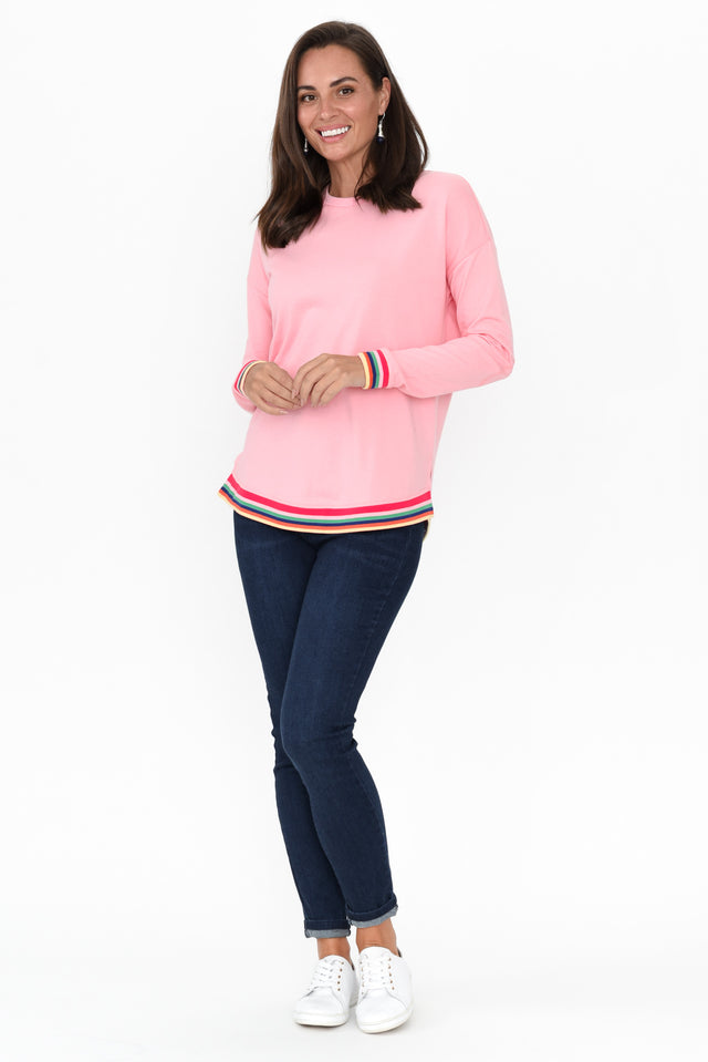 Lucy Pink Cotton Crew Jumper image 8