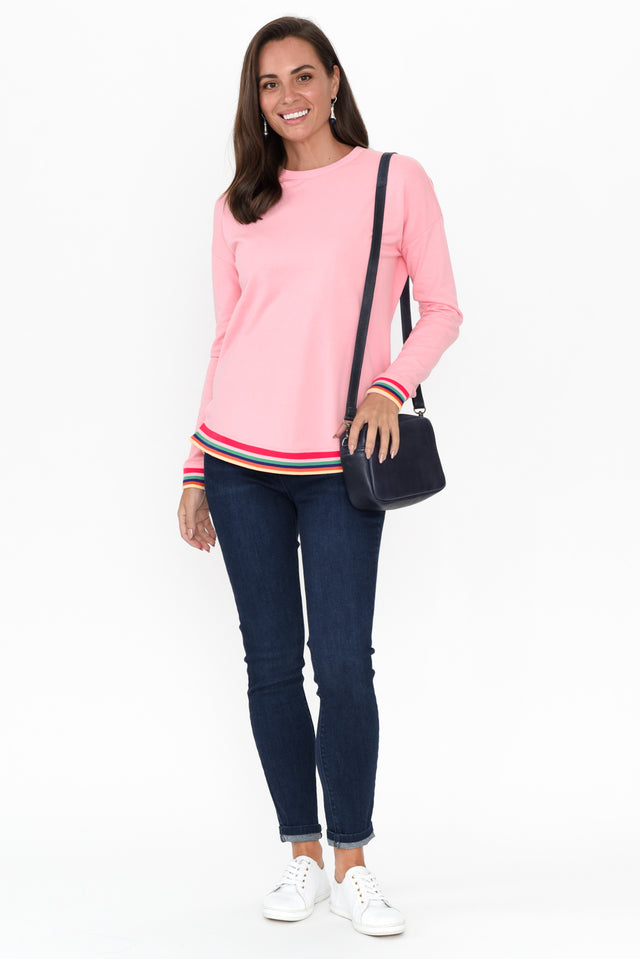 Lucy Pink Cotton Crew Jumper image 4