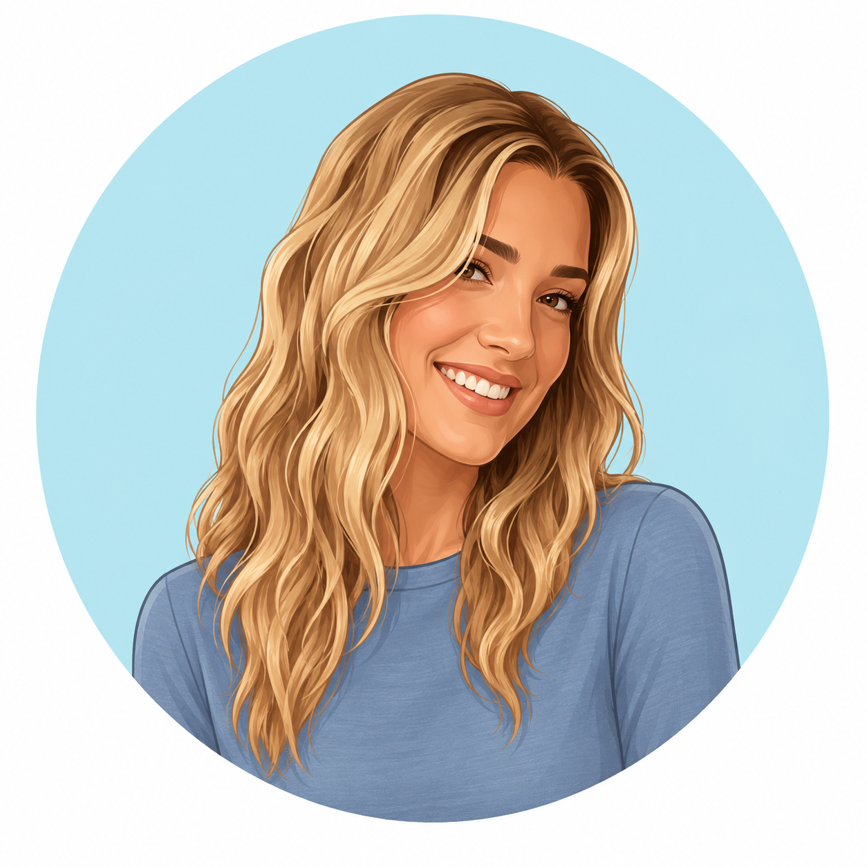 AI Cartoon Image of Blue Bungalow writer Lucy