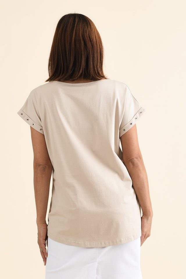 Lumi Natural Foil Spot Cotton Tee,Back,Brunette model,alt text|model:Cara image 5