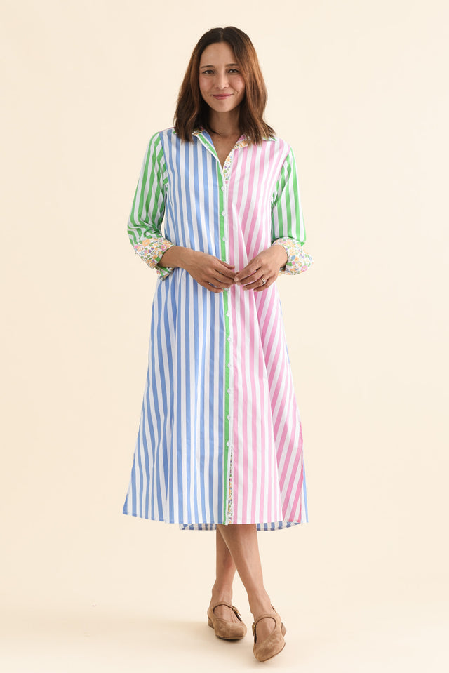 Luna Blush Stripe Cotton Shirt Dress image 1