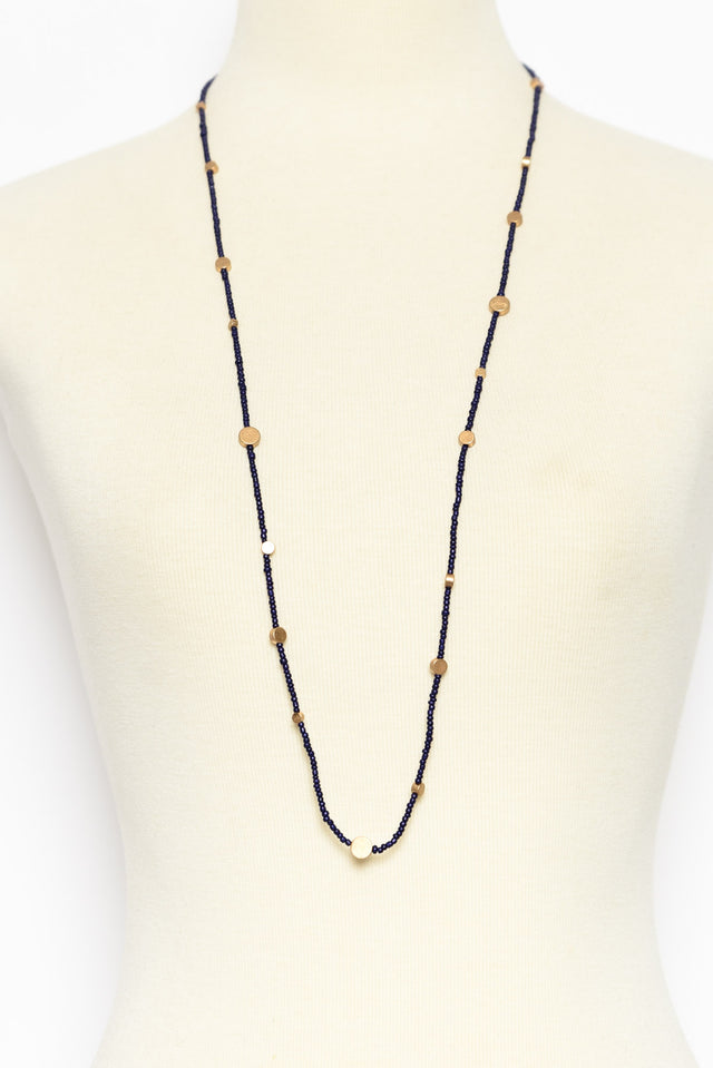 Lura Navy Beaded Necklace