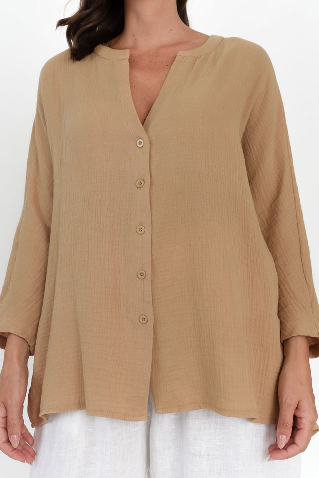 Lurline Camel Cotton Shirt