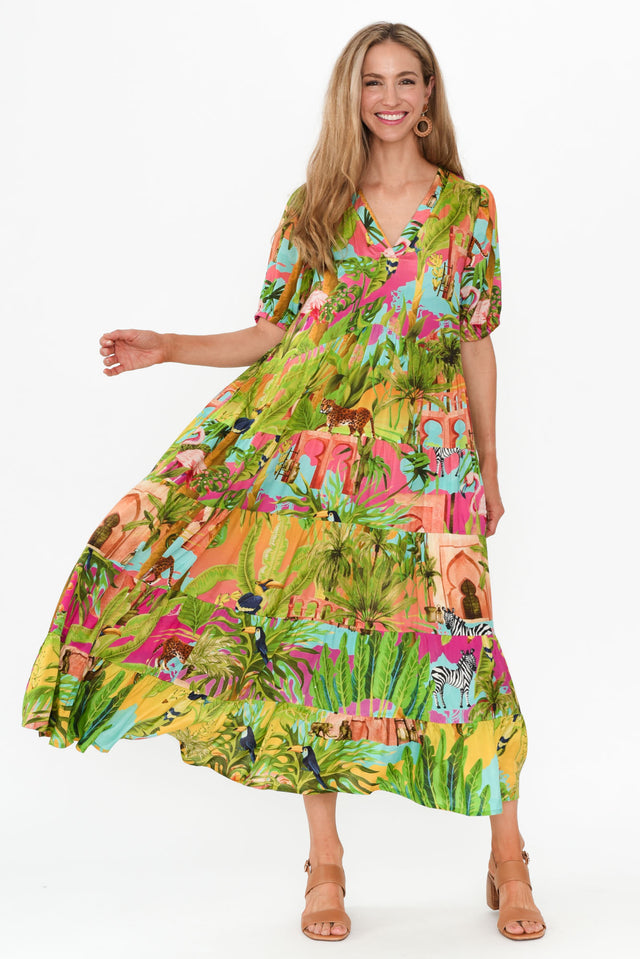 Lusia Pink Garden Maxi Dress