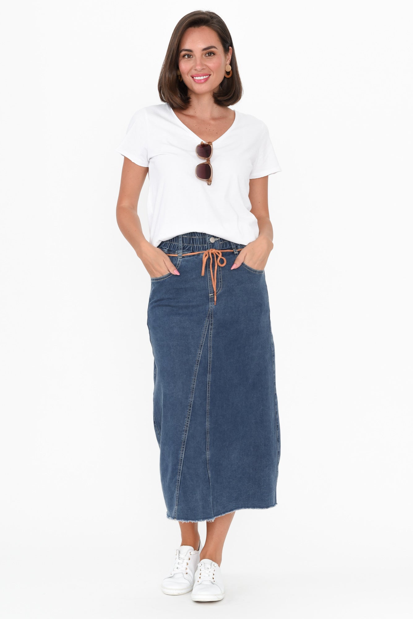 Lusia Ivory Denim Tie Skirt