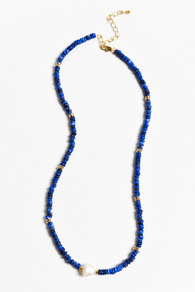 Lyka Blue Beaded Pearl Necklace