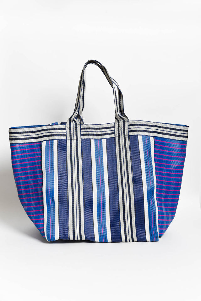Lyndal Blue Stripe Medium Tote Bag image 1