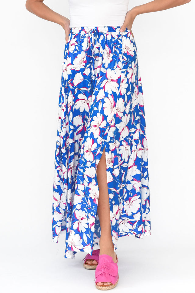 Lysandra Blue Flower Maxi Skirt