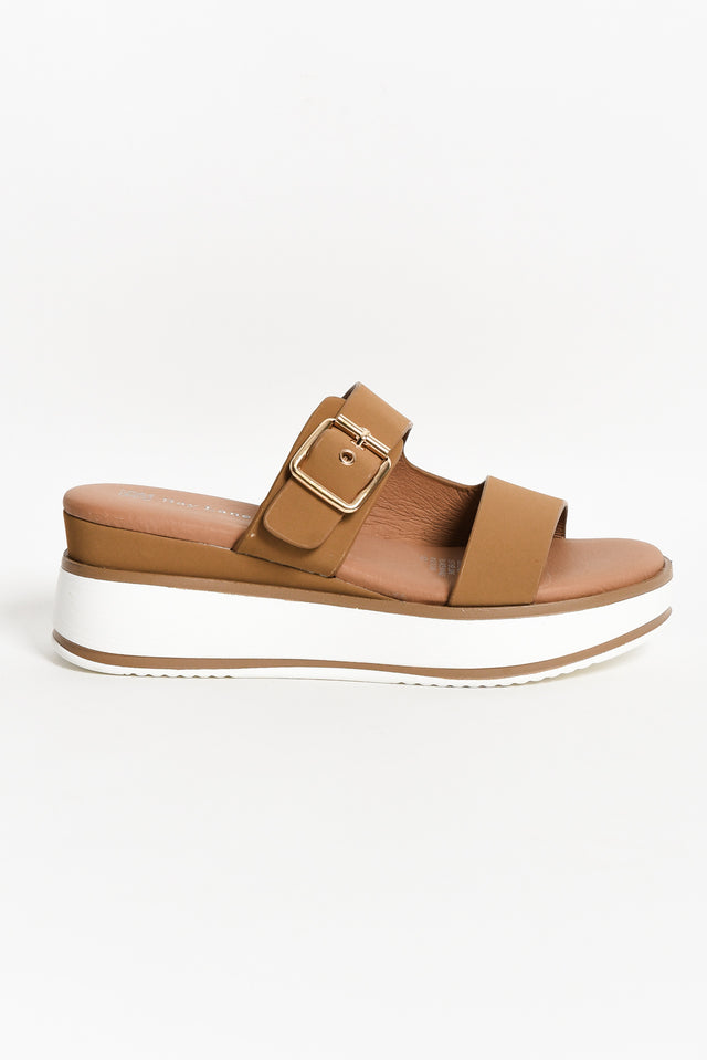 Lyst Tan Leather Buckle Platform Slide image 5