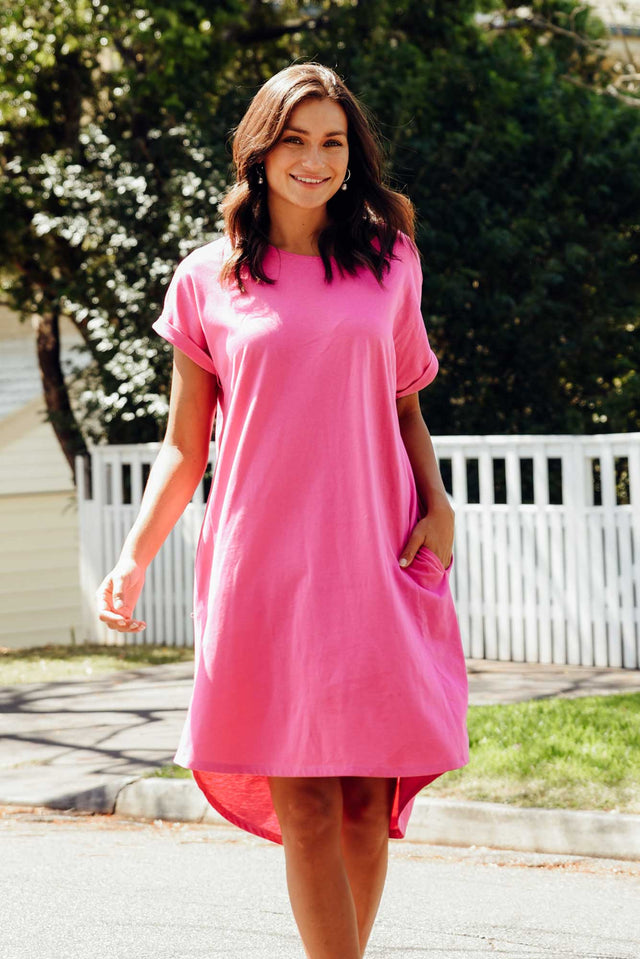 Maxine Hot Pink Cotton T-Shirt Dress image 2
