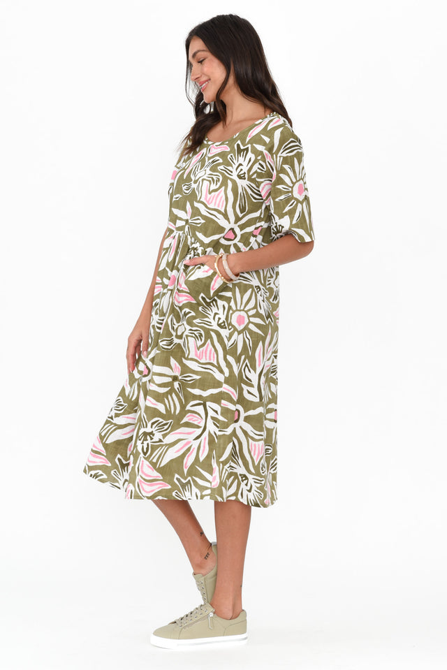 Mackie Green Floral Cotton Pocket Dress