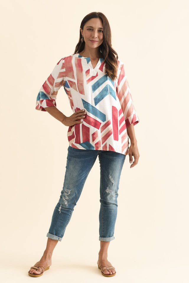 Maddox Pink Mosaic Cotton Blend Top banner image