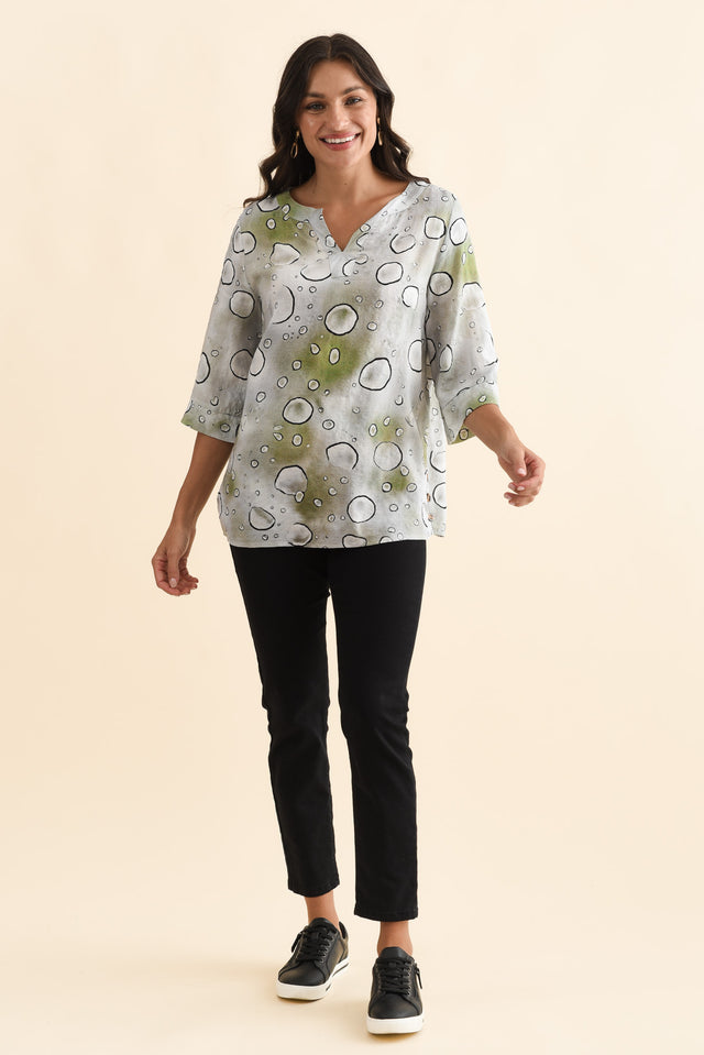 Maddox Sage Bubble Cotton Blend Top,Brunette model,alt text|model:Brontie image 7